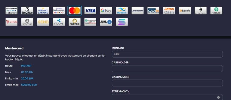 Stupid Casino moyens paiement